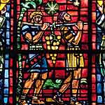 Stained-glass window of Champagne, the grapes of Canaan